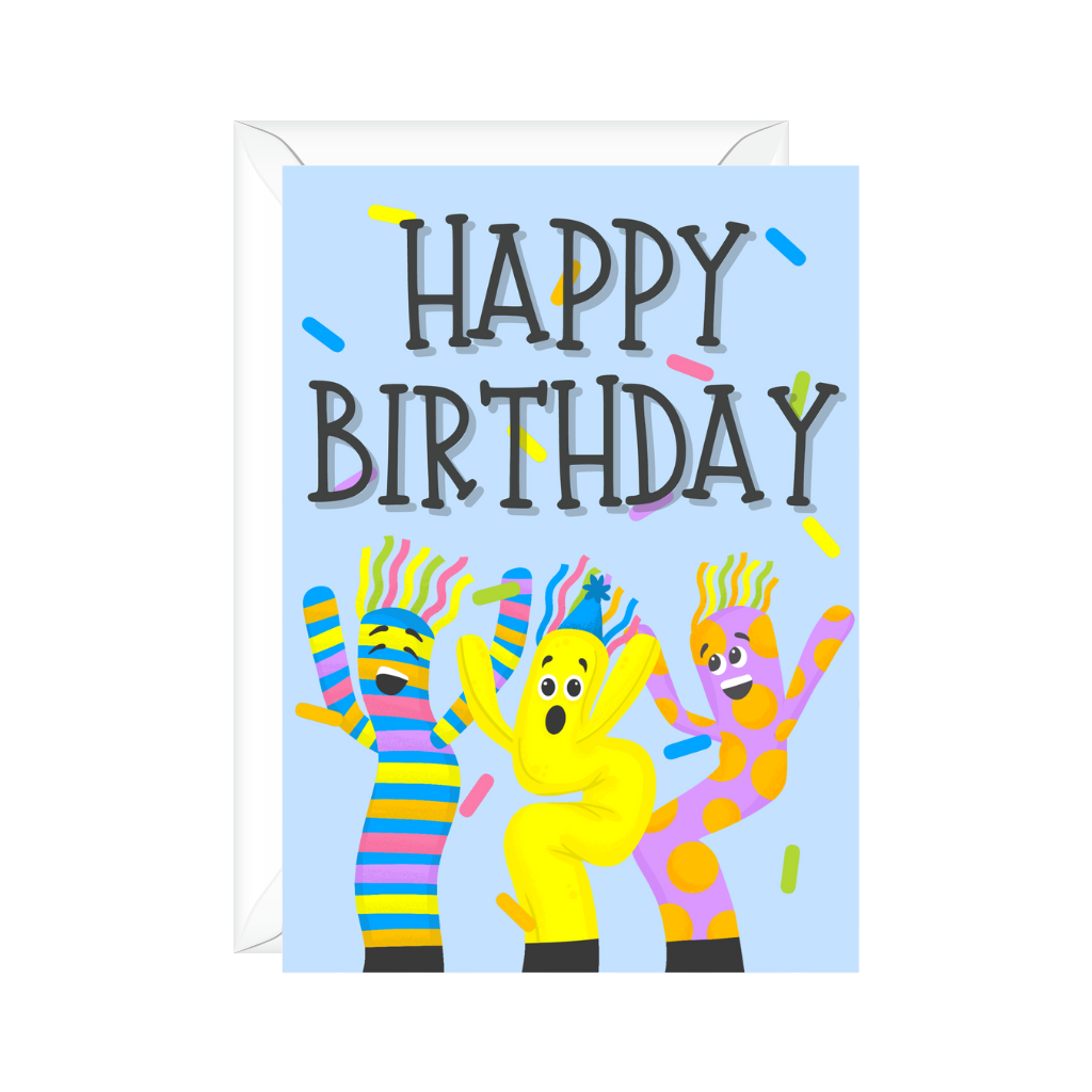 Wacky Tube Wind Birthday Confetti Celebration Sprinkle Greeting Card